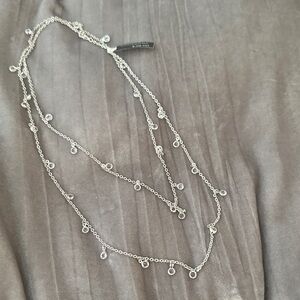 Banana Republic Silver Necklace with Crystal Drops